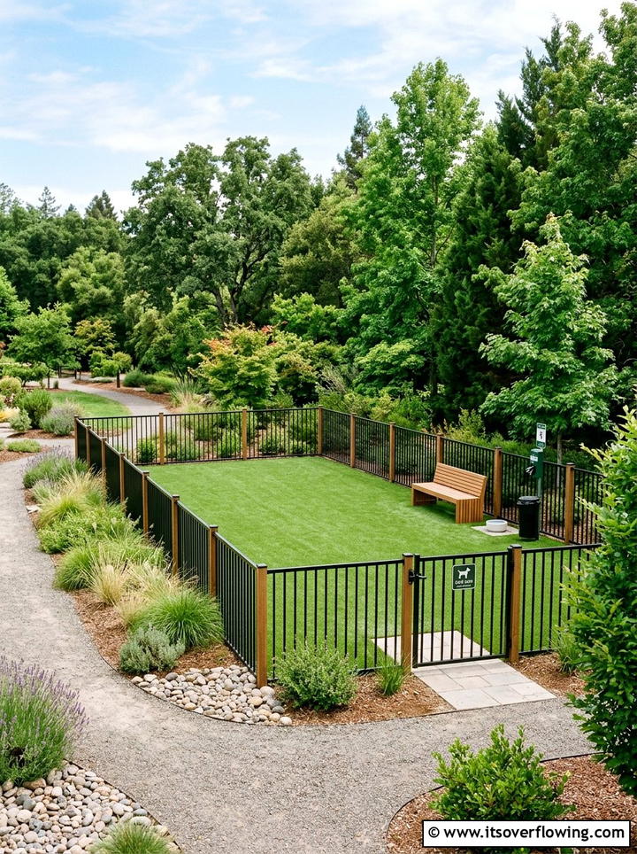 Dog run with artificial turf - 25 garden ideas for pets