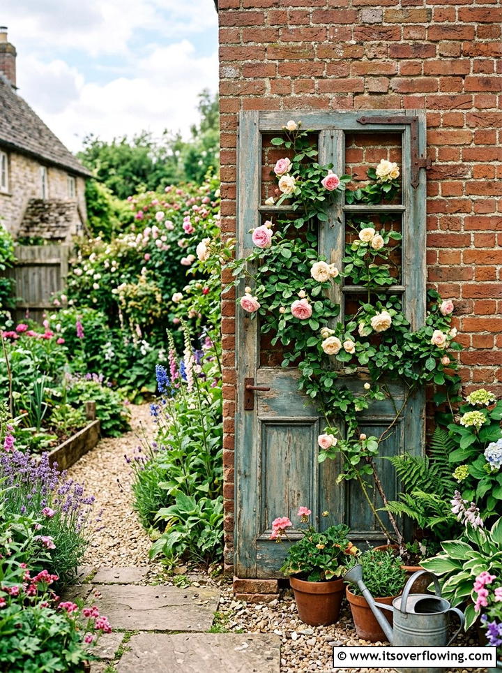 Door Trellis - 25 upcycled garden ideas for tiny yards