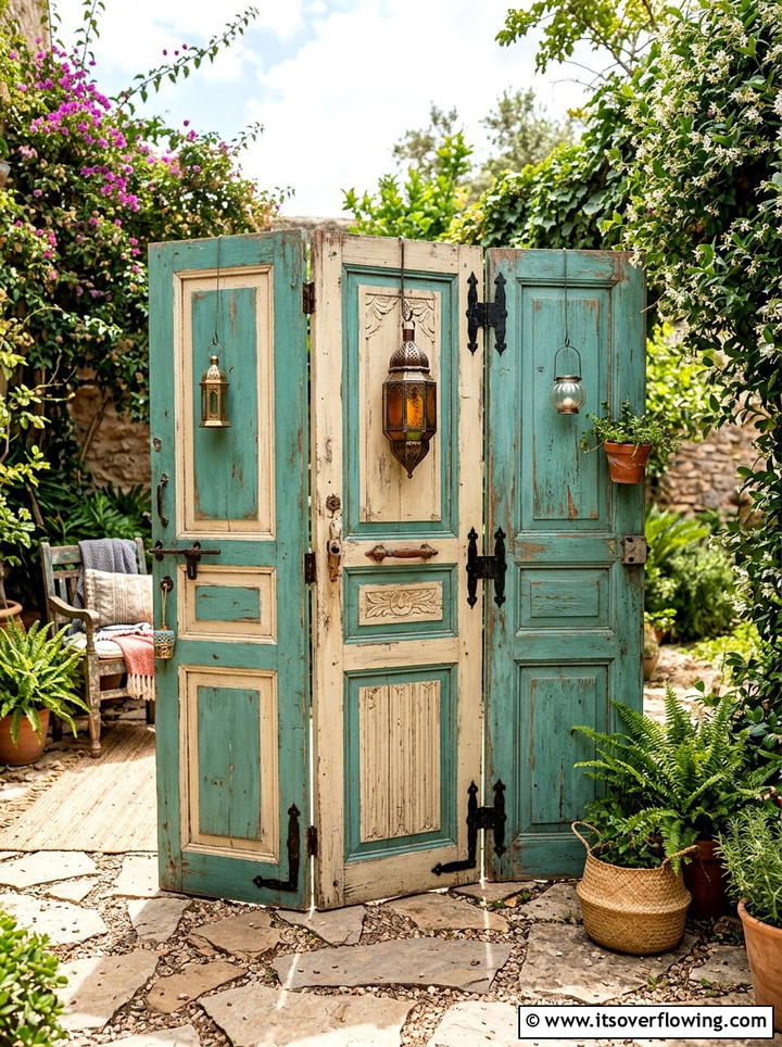 Door screen - 25 upcycled garden ideas with boho style