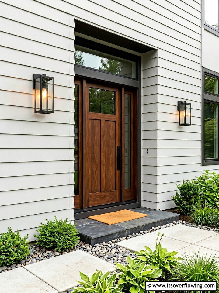 Double Sconces Wall Lighting - 25 front porch decor ideas with symmetrical layout