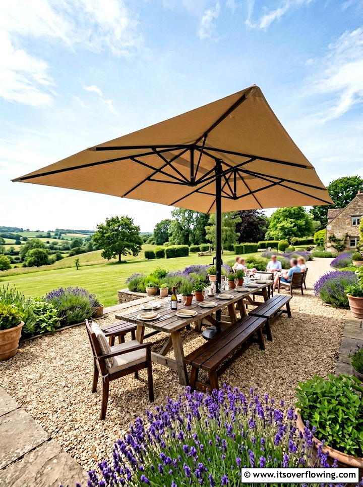 Double Sided Patio Umbrella - 25 garden decor ideas with umbrellas