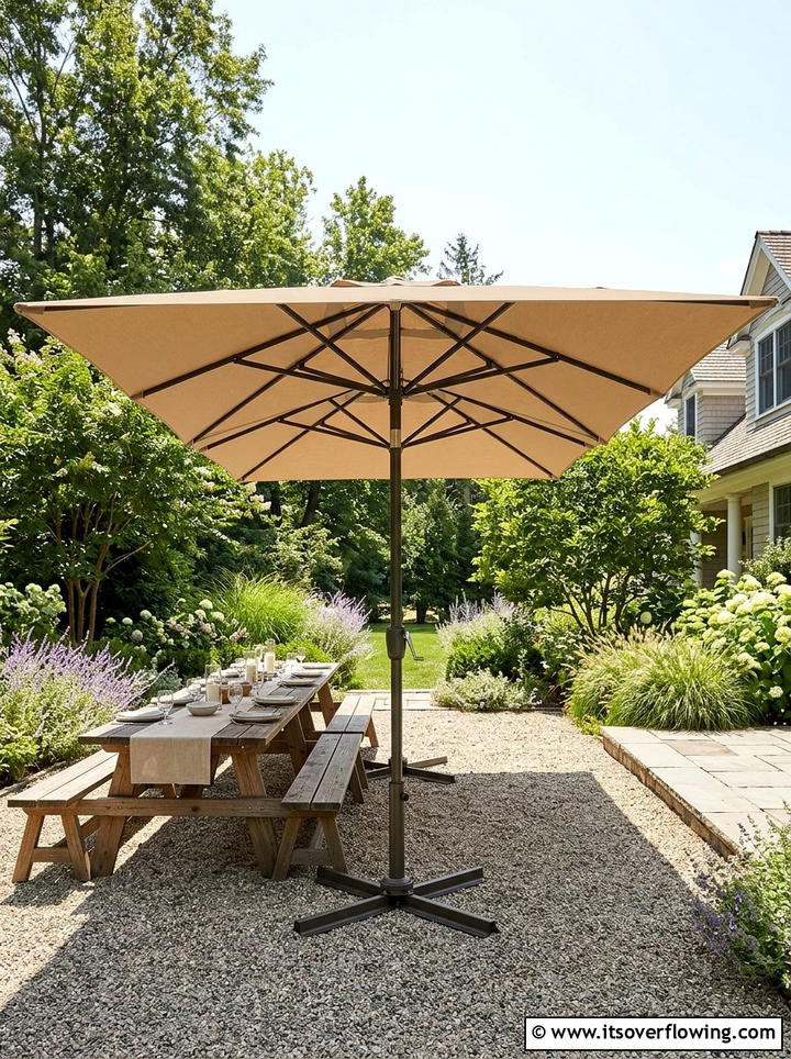Double Sided Umbrella For Large Space - 25 backyard ideas with umbrellas