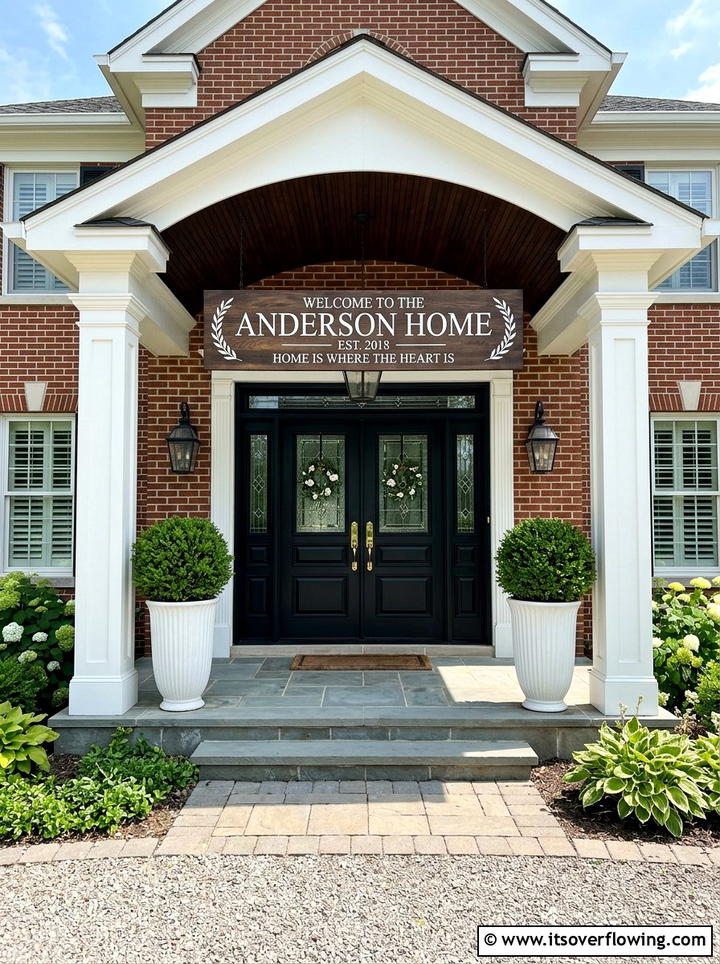 Double door porch welcome sign - 25 front porch ideas with signs and quotes