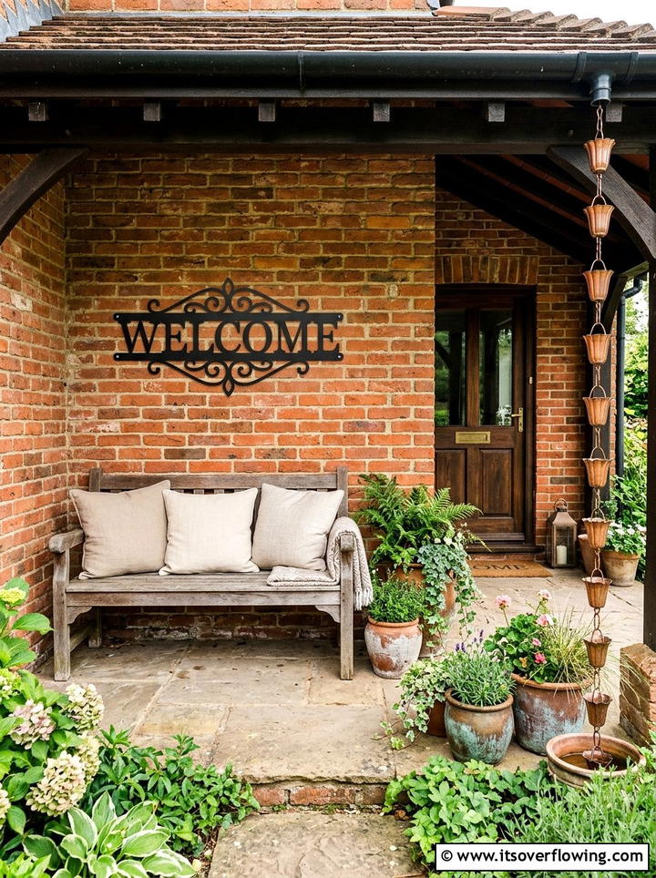 Double door welcome sign - 25 front porch ideas with welcome signs