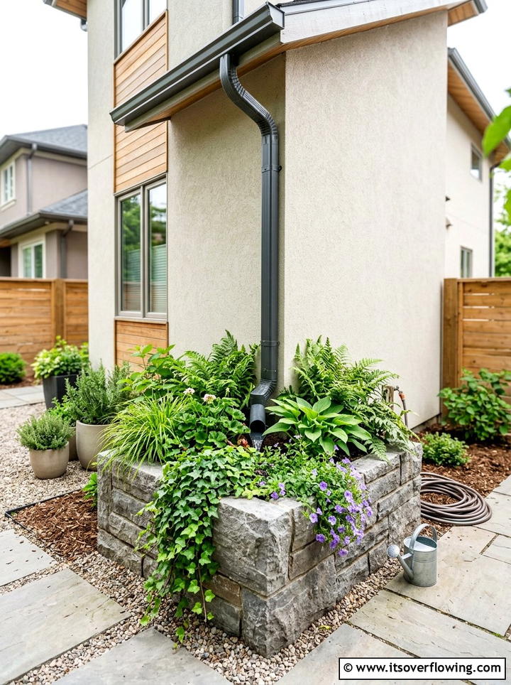 Downspout Planter - 25 creative garden ideas with rain gardens