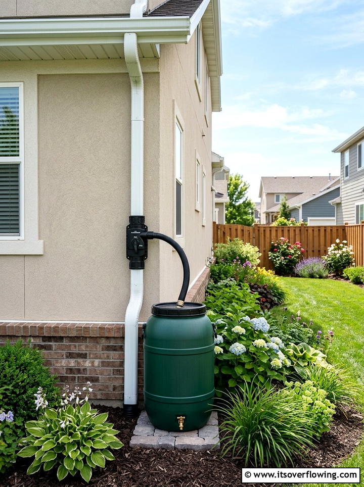 Downspout diverter kit - 25 cheap garden ideas with rain barrels