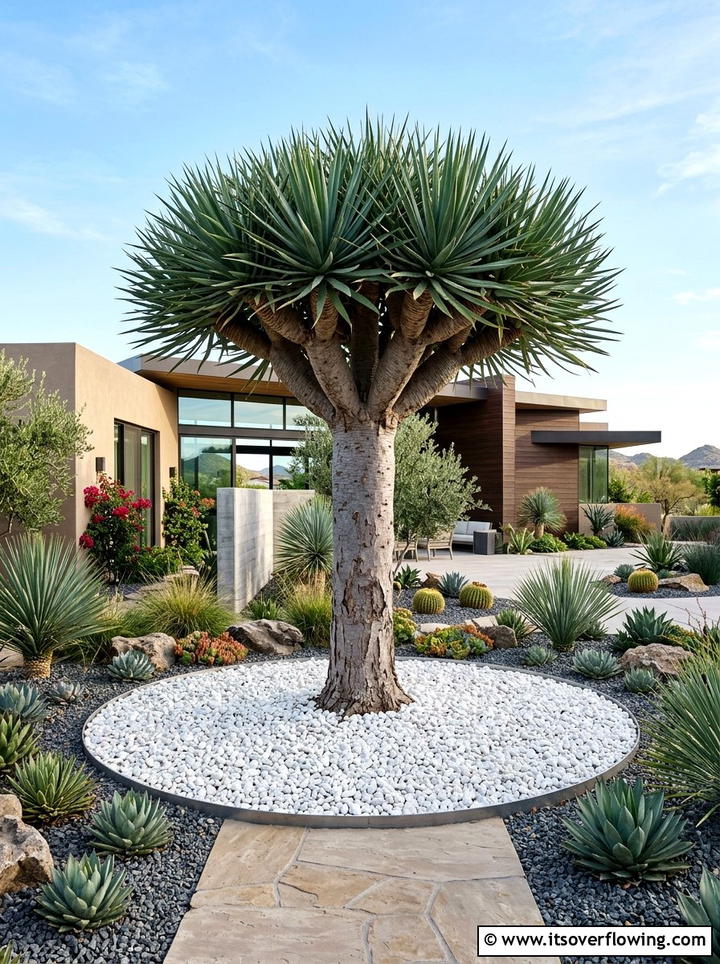 Dracaena Draco Feature Garden - 25 creative garden ideas with sculptural plants
