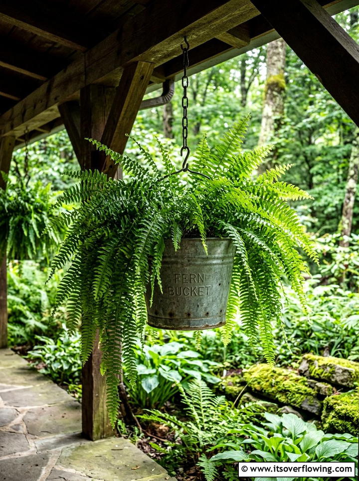 Drainage Hole Bucket For Ferns - 25 recycled garden ideas with buckets