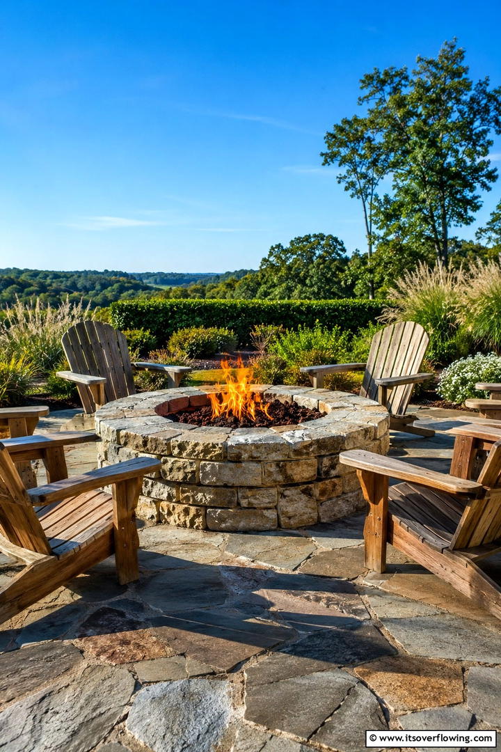 Dramatic Stone Fire Pit - 30 Stone Garden Ideas for Natural Outdoor Landscaping Designs