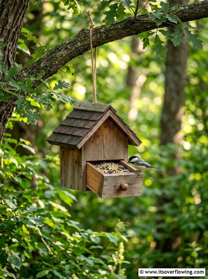 Drawer Bird Feeder - 25 upcycled garden ideas with old drawers