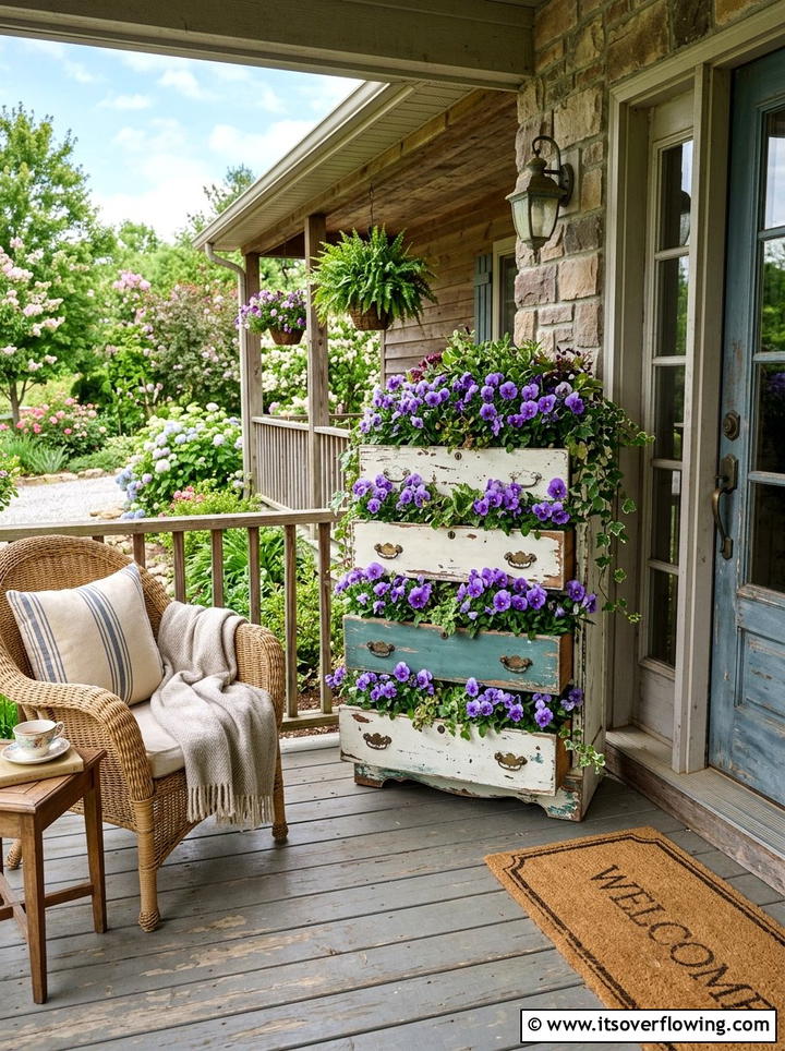 Drawer Flower Box - 25 upcycled garden ideas with flower boxes