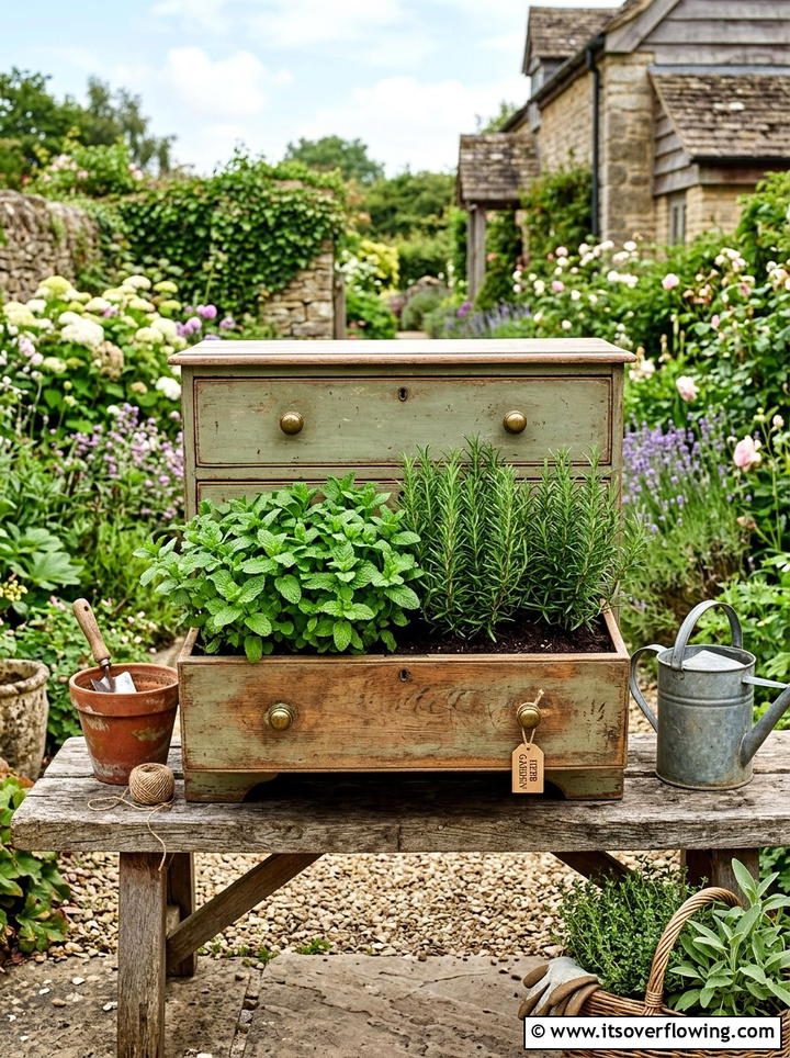 Drawer Herb Garden - 25 upcycled garden ideas for patios