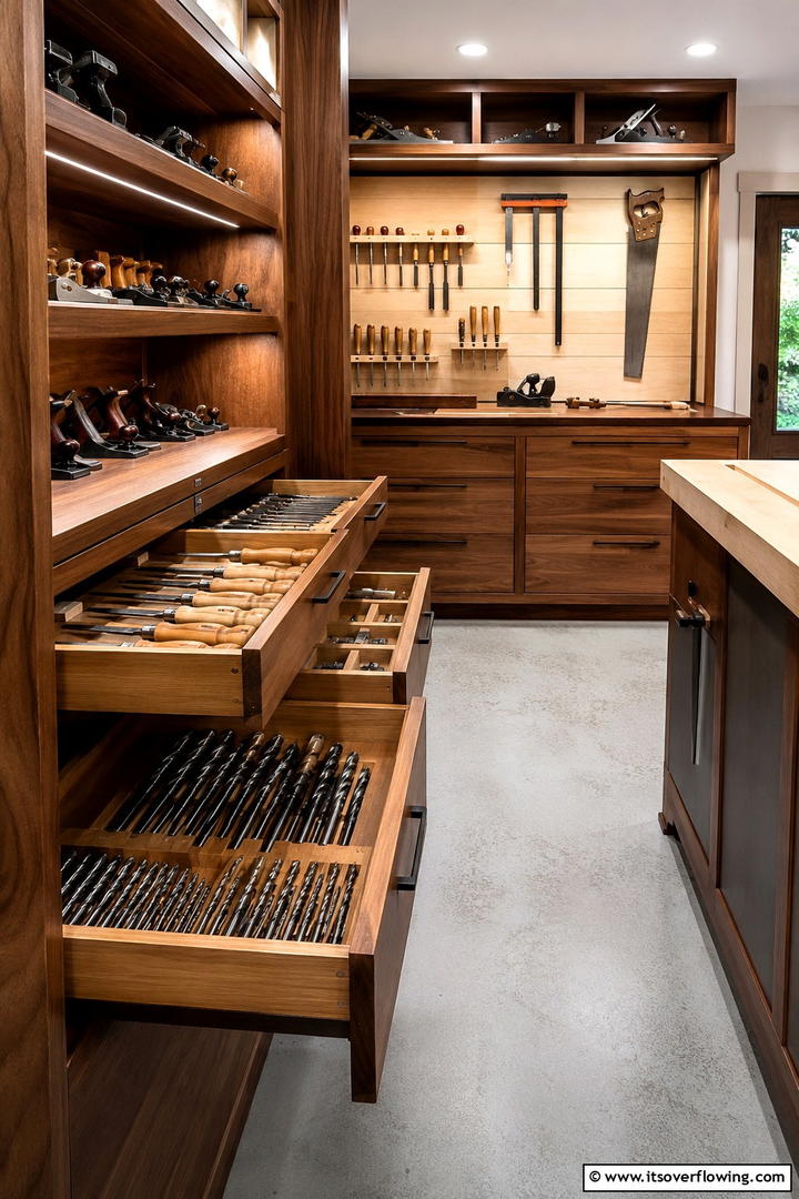 Drawer Integrated Shelves - 30 Shed Shelving Ideas for Optimal Storage Solutions