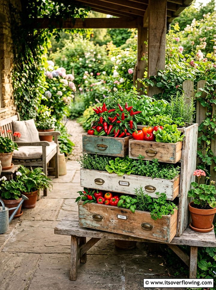 Drawer Planter Box - 25 recycled garden ideas with pallet wall garden