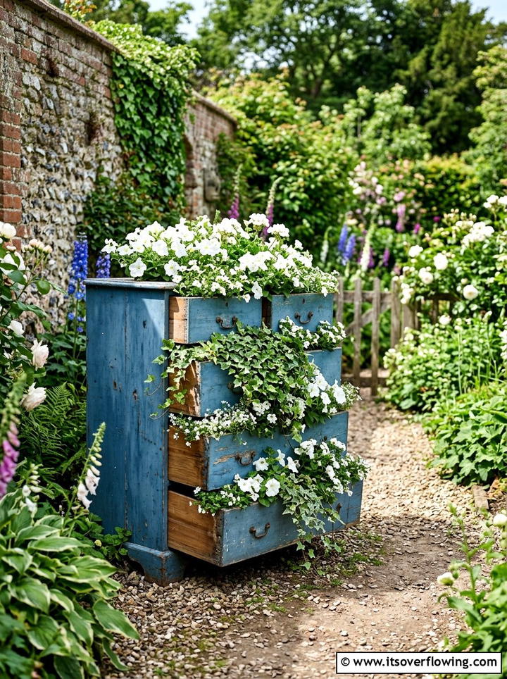 Drawer Planter - 25 recycled garden ideas for backyard decor