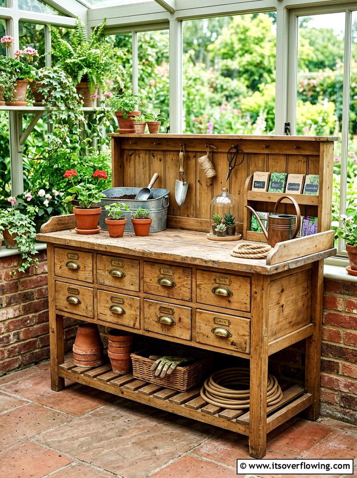 Drawer Potting Bench - 25 upcycled garden ideas with potting benches