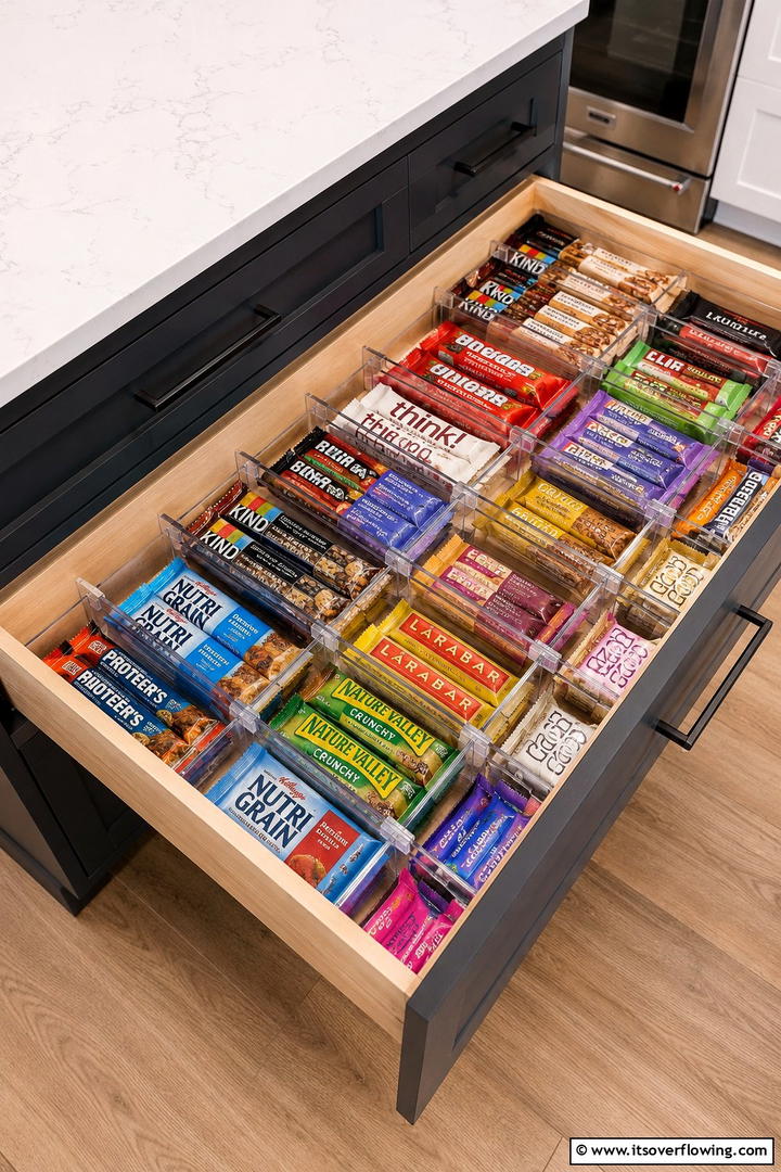 Drawer Snack Dividers - 30 Snack Storage Ideas for Organized Kitchen Pantries