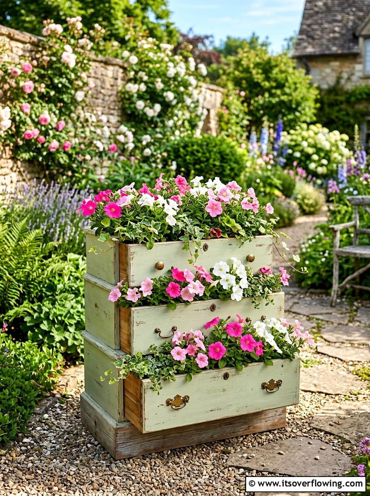 Drawer flower box planter - 25 reusing old things ideas for garden art