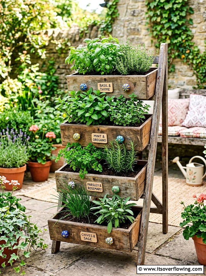 Drawer herb garden - 25 upcycled garden ideas with boho style