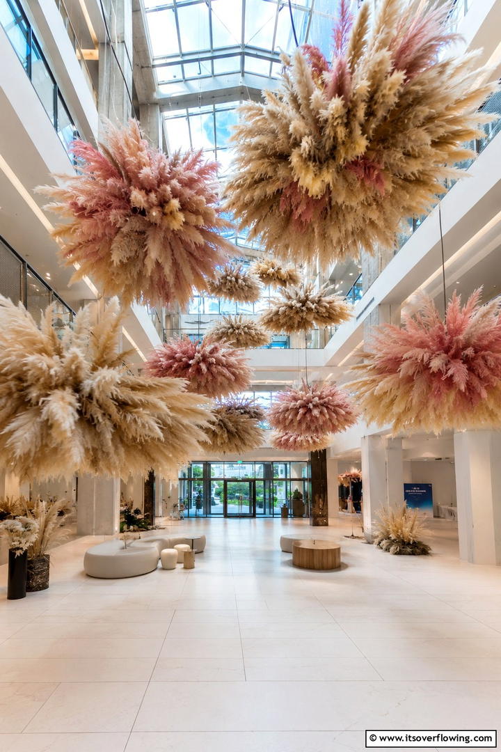 Dreamy Pampas Installations - 30 Pampas Grass Wedding Decor Ideas for Boho Chic Vibes
