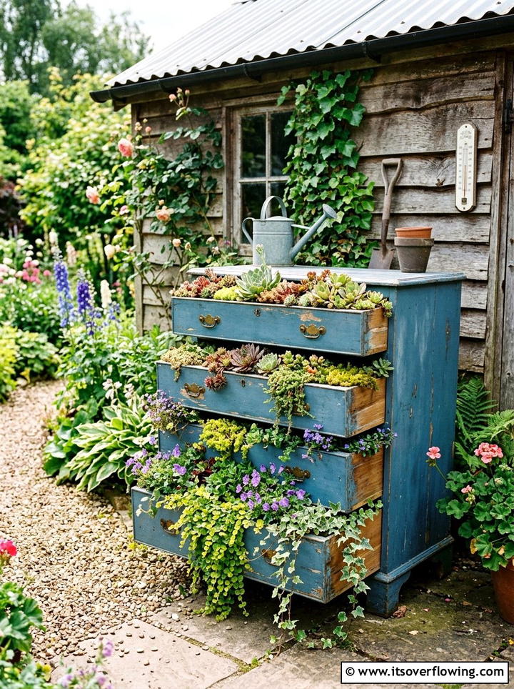 Dresser Drawer Garden - 25 reusing old things ideas for flower garden
