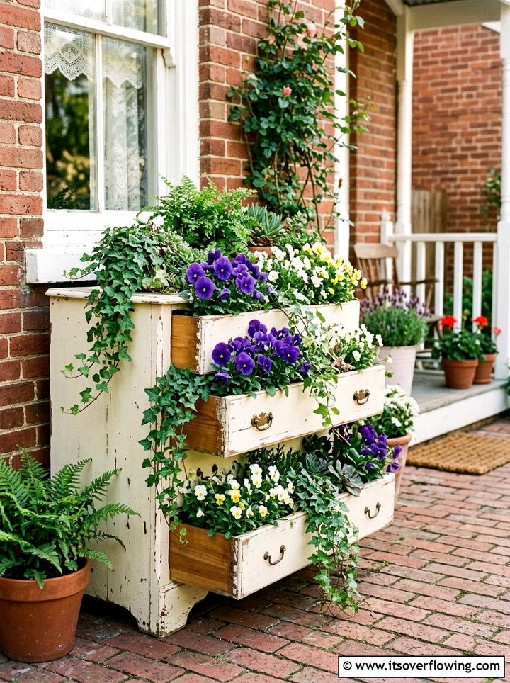 Dresser Drawer Garden - 25 upcycled garden ideas with raised beds