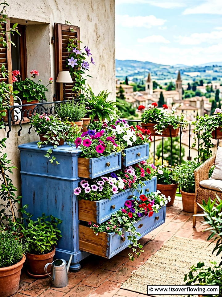 Dresser Drawer Planter - 25 reusing old things ideas for small garden