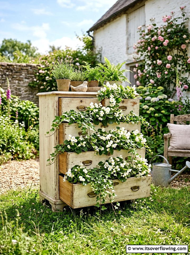 Dresser Drawer Planter - 25 upcycled garden ideas for tiny yards