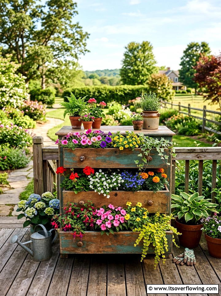 Dresser Drawer Planter - 25 upcycled garden ideas with rustic style