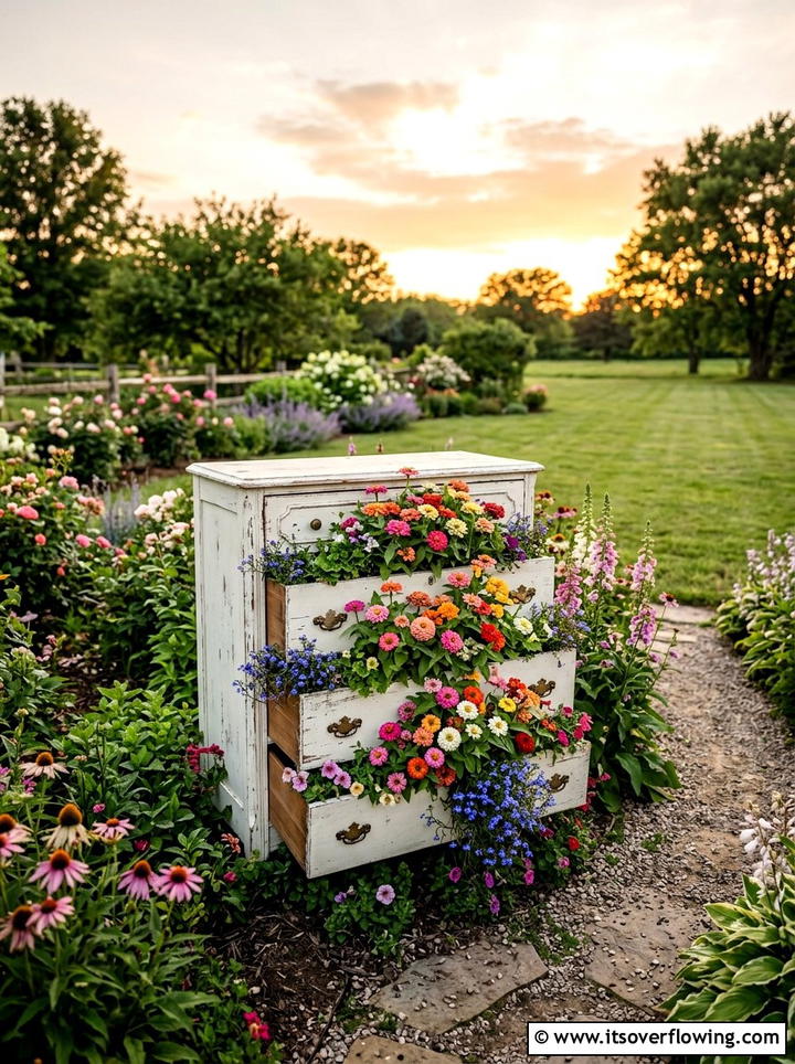Dresser Flower Bed - 25 recycled garden ideas diy