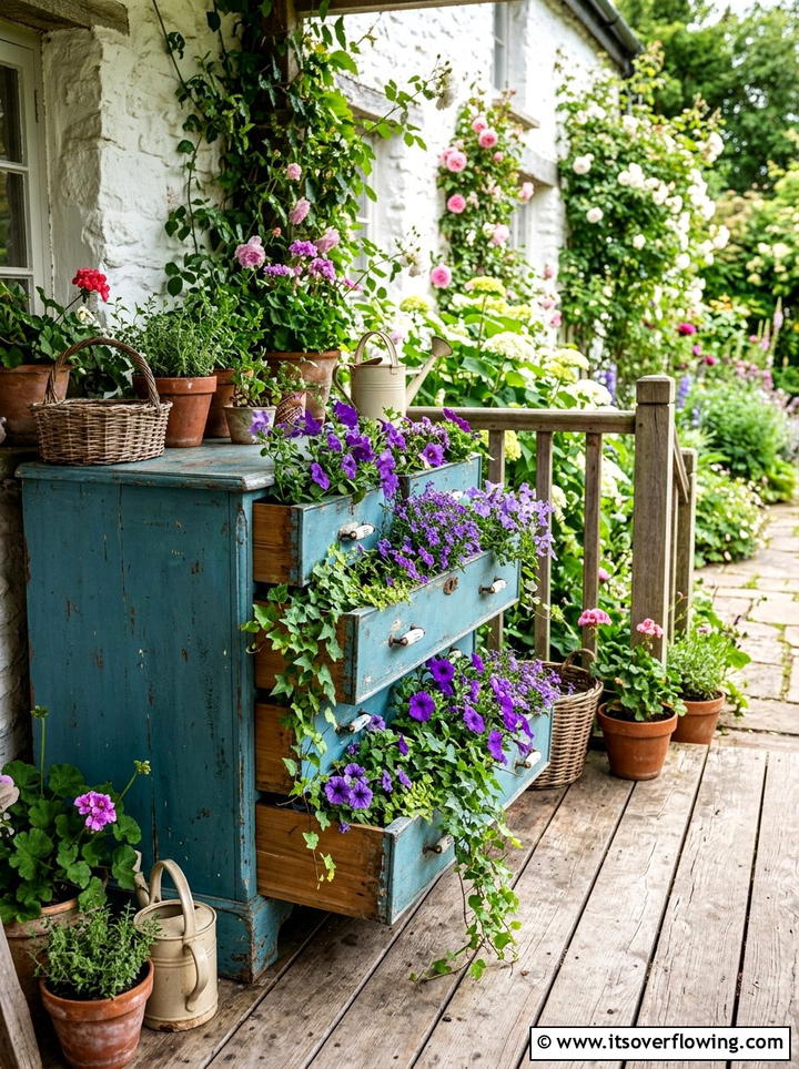 Dresser Garden Planter - 25 reusing old things ideas for front yard