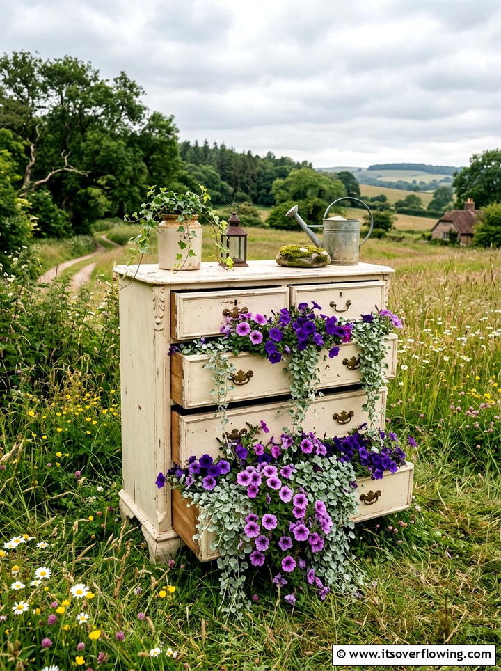 Dresser garden - 25 cheap garden ideas with recycled materials