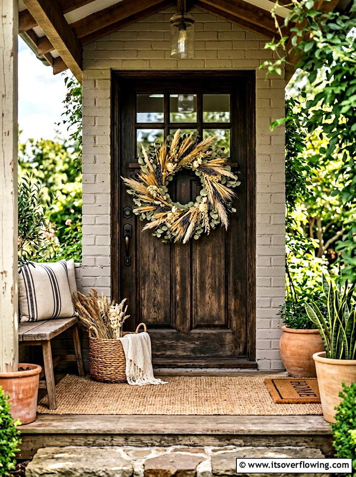 Dried Floral Wreath - 25 front porch ideas with boho style