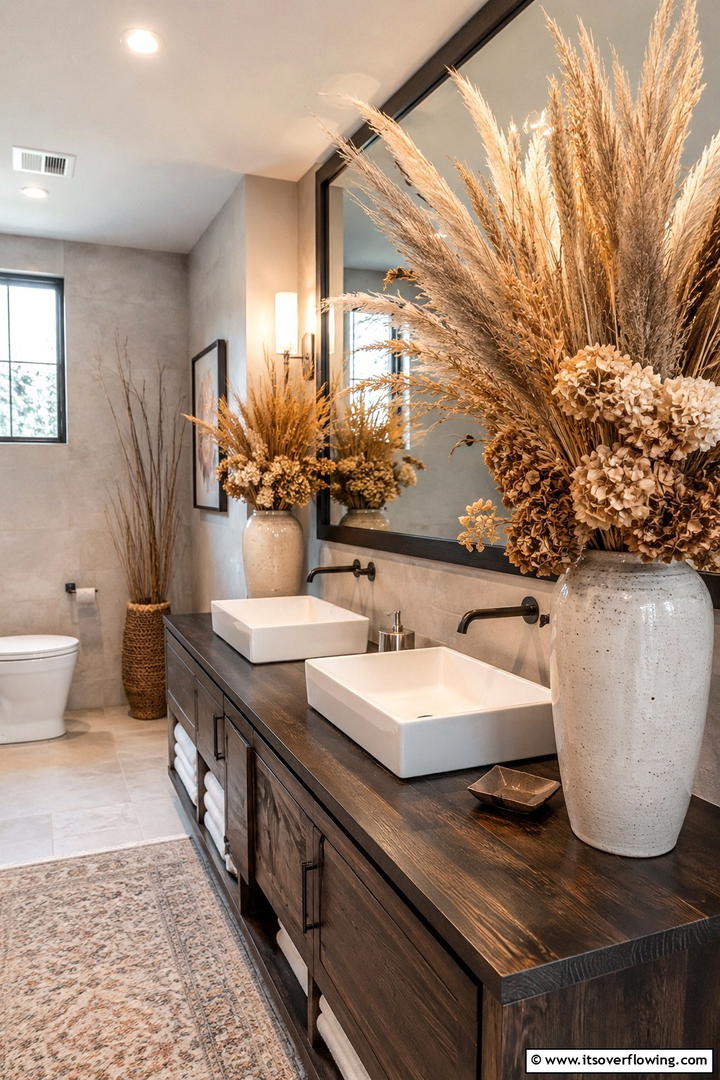 Dried Flower Arrangements - 50 Fall Bathroom Decor Ideas Roundup- Timeless Tips