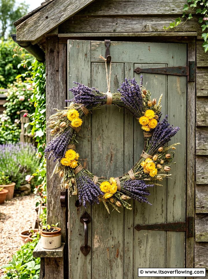 Dried flower garden hoop - 25 garden decor ideas with floral hoops