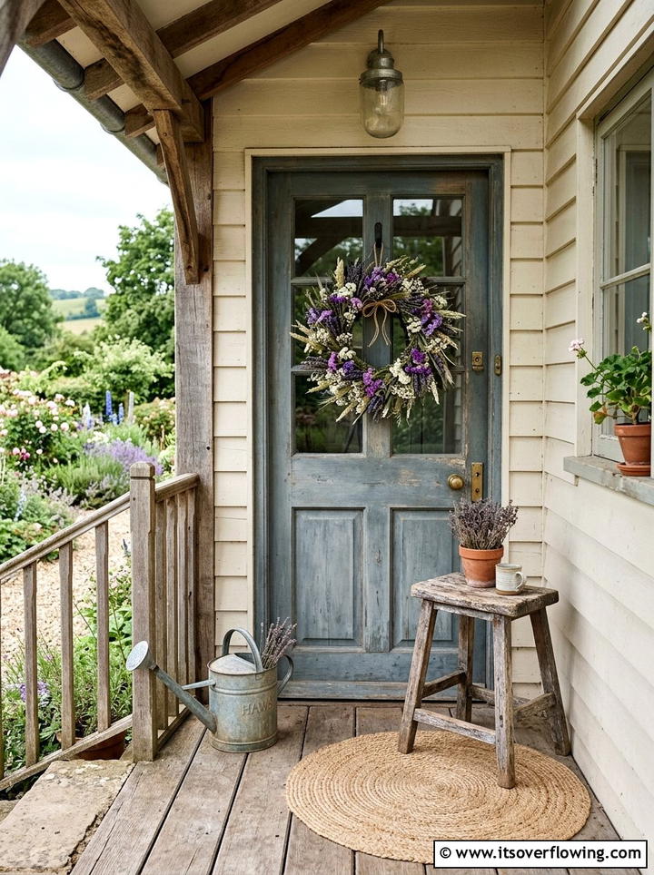 Dried flower wreath porch - 25 front porch decor ideas with wreaths