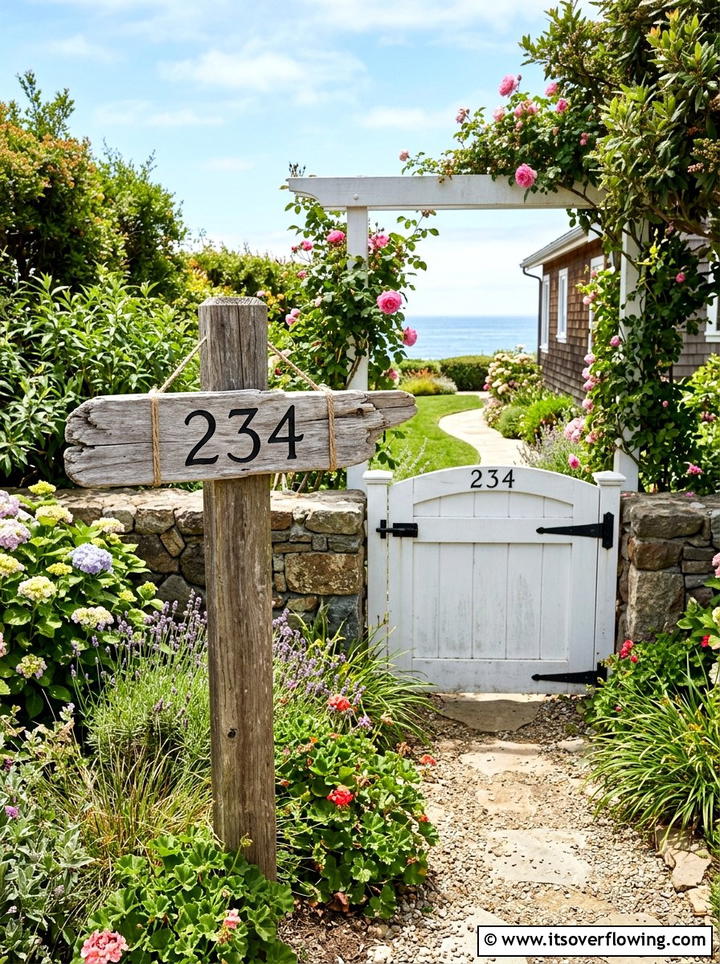 Driftwood Address Sign - 25 upcycled garden ideas with driftwood