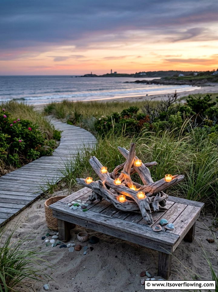 Driftwood Candle Holder - 25 garden decor ideas with candles