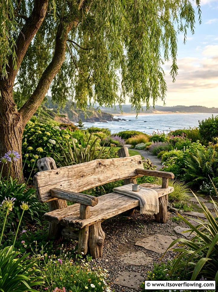 Driftwood Garden Bench - 25 upcycled garden ideas with driftwood