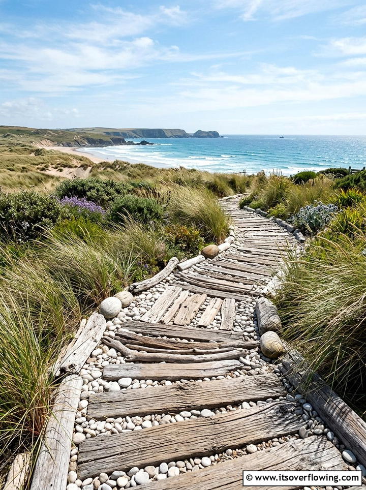 Driftwood Garden Path - 25 reusing old things ideas for garden pathways
