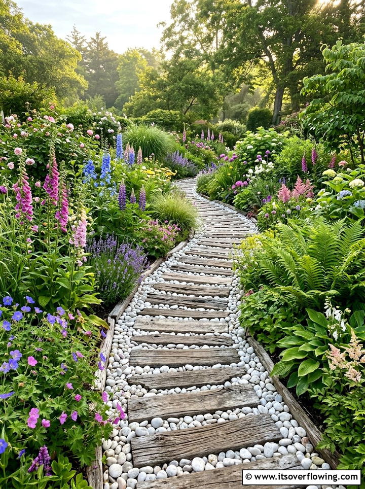 Driftwood Garden Path - 25 upcycled garden ideas with driftwood