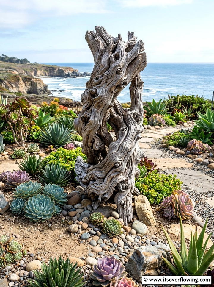 Driftwood Garden Sculpture - 25 creative garden ideas with rustic charm