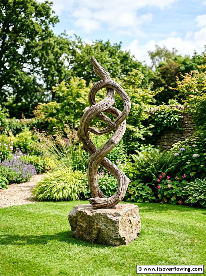 Driftwood Garden Sculpture - 25 upcycled garden ideas with driftwood