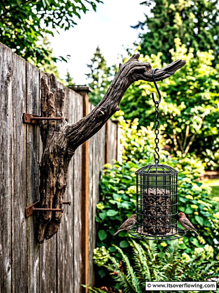 Driftwood Hanging Hook - 25 garden decor ideas with driftwood accents