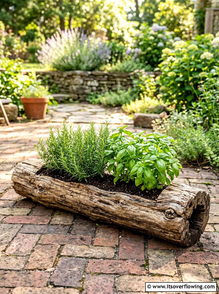 Driftwood Herb Planter - 25 garden decor ideas with driftwood accents
