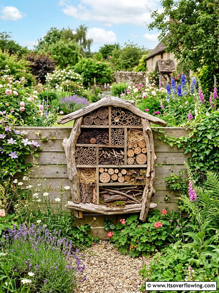 Driftwood Insect Hotel - 25 upcycled garden ideas with driftwood