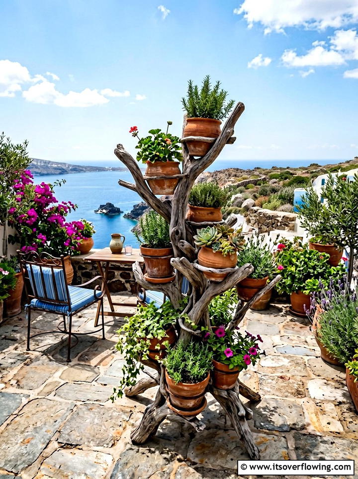 Driftwood Plant Stand - 25 upcycled garden ideas with driftwood