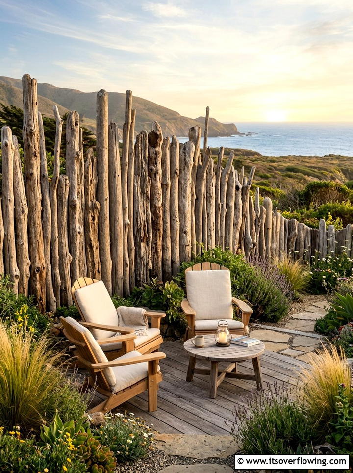 Driftwood Privacy Fence - 25 garden decor ideas with driftwood accents