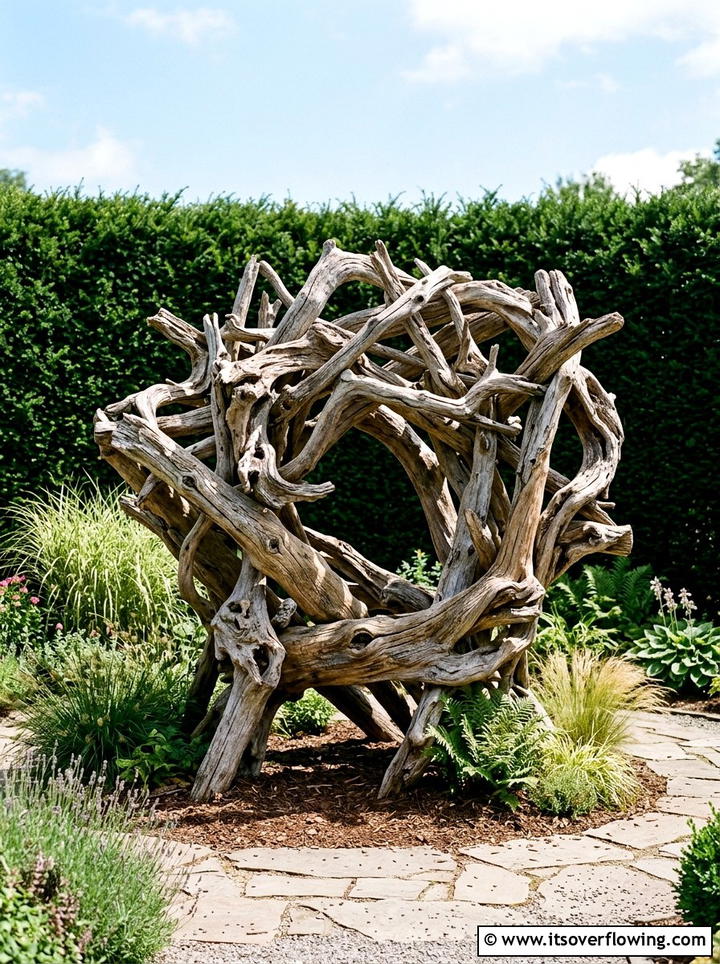 Driftwood Sculpture - 25 garden decor ideas with driftwood accents