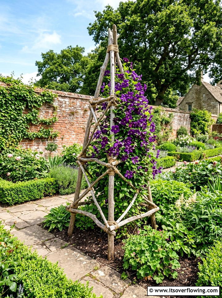 Driftwood Trellis For Climbing Plants - 25 upcycled garden ideas with driftwood